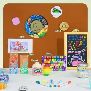 Arrtx 90 Colors Paint Markers Paint Pens, Acrylic Paint Pens for Artists Adults Coloring Drawing - Extra Brush Tip for Rock Painting, Wood, Canvas, DIY Crafts Making Art Supplies