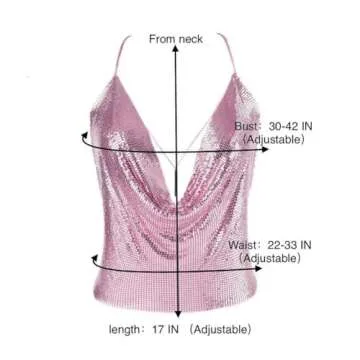 Sparkly Sexy Cowl Neck Crop Top for Women