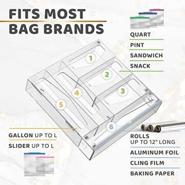 BALAGANA Ziplock Bags & Foil Organizer for Kitchen