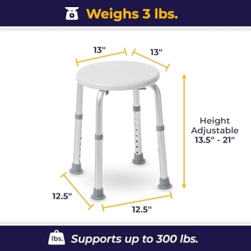 Drive Medical Sturdy Adjustable Shower Stool for Safety