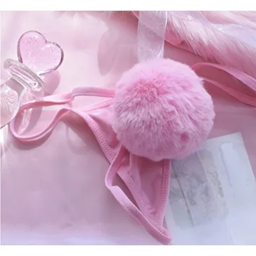 TOMORI Women's Cute Rabbit Tail Thong G-String Lingerie