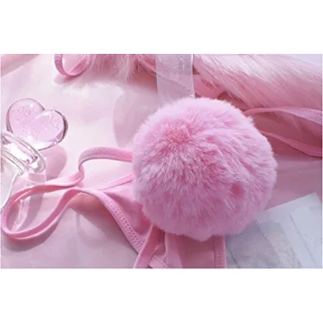 TOMORI Women's Cute Rabbit Tail Thong G-String Lingerie