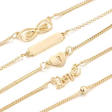 FUNEIA 12Pcs Adjustable Anklets Set for Women