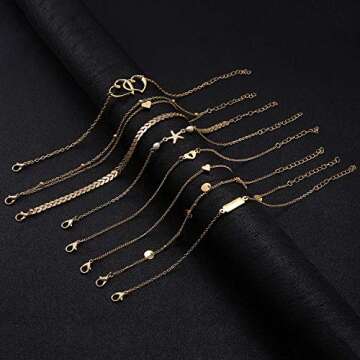 FUNEIA 12Pcs Adjustable Anklets Set for Women