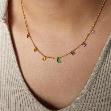 YADUDA Colorful CZ Necklace Bracelet Set for Women