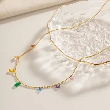 YADUDA Colorful CZ Necklace Bracelet Set for Women