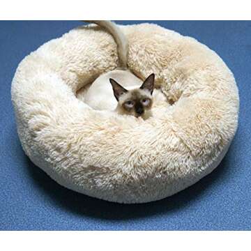 BODISEINT Modern Soft Plush Round Pet Bed for Cats or Small Dogs, Mini Medium Sized Dog Cat Bed Self...