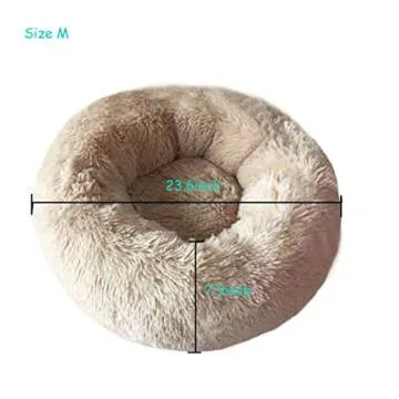 BODISEINT Modern Soft Plush Round Pet Bed for Cats or Small Dogs, Mini Medium Sized Dog Cat Bed Self Warming Autumn Winter Indoor Snooze Sleeping Cozy Kitty Teddy Kennel (24'' D x 8'' H, Champagne)