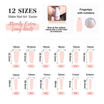 Morily 24Pcs Colorful Long Coffin Press on Nails Matte Fake Nails with Flower Pattern Gold Glitter Streak Design 3D Rhinestones False Nail Artificial Stick on Nails for Women (Colorful Flower Crystal)