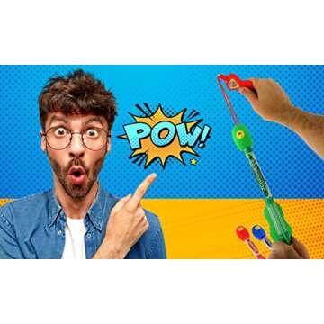 JA-RU Sling Shot Rocket w/Sound (1 Toy Set, 3 Foam Rockets) Rubber Band Launcher. Whistle Rocket Flying Toys. Kids Outdoor Play Equipment. Summer Toys & Pool Beach Games. 5810-1p