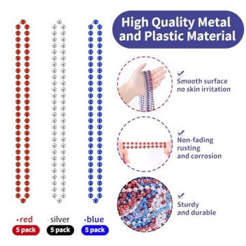 YAXINRUI Patriotic 4th of July Beaded Necklaces - 15 Pcs