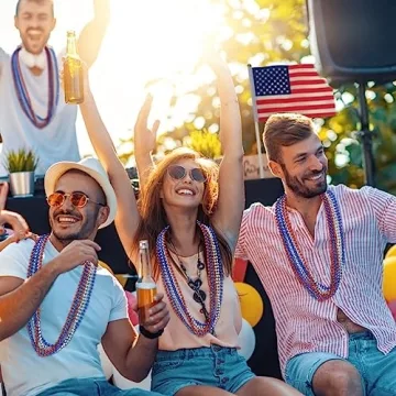 YAXINRUI Patriotic 4th of July Beaded Necklaces - 15 Pcs