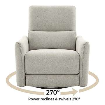 CHITA Power Recliner Chair Swivel Glider, FSC Certified Fabric Living Room Nursery Reclining Sofa Chair with Lumbar Support, Dove Grey