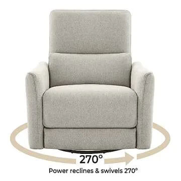 CHITA Power Recliner Chair Swivel Glider, FSC Certified Fabric Living Room Nursery Reclining Sofa Chair with Lumbar Support, Dove Grey