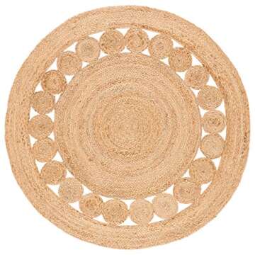 SAFAVIEH Natural Fiber Round Collection 4' Round Natural NFB306A Handmade Boho Country Charm Jute Ar...