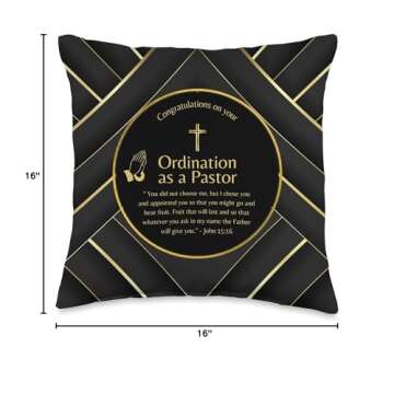 100xGifts Pastor Gift Congratulations on Your Ordination Throw Pillow, 16x16, Multicolor