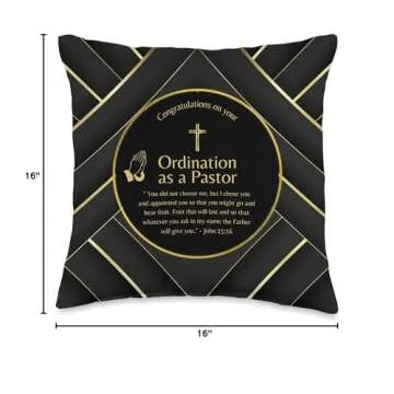 100xGifts Pastor Gift Congratulations on Your Ordination Throw Pillow, 16x16, Multicolor