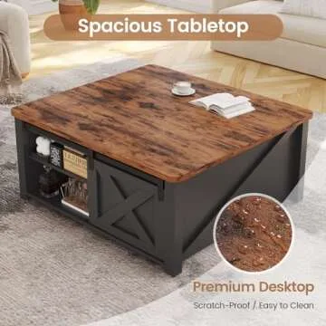 Farmhouse Lift Top Coffee Table with Storage Solution