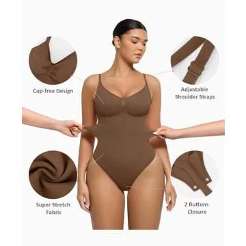 FeelinGirl Shapewear Tummy Control Bodysuits for Women Seamless Body Sculpting Shaper Thong Body Shaper XS-S