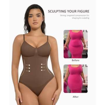 FeelinGirl Shapewear Tummy Control Bodysuits for Women Seamless Body Sculpting Shaper Thong Body Shaper XS-S