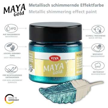 Viva Decor Maya Gold Turquoise 1.52 Fl Oz - Premium Metallic Paint