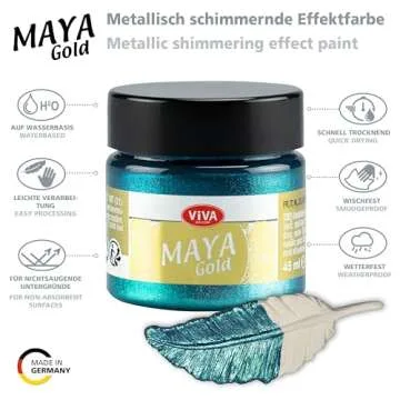 Viva Decor Maya Gold Turquoise 1.52 Fl Oz - Premium Metallic Paint