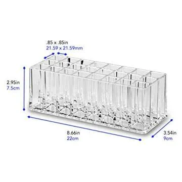 BY ALEGORY Acrylic Eye Mascara Organizer Makeup Storage Organization Refillablle Container Beauty Display Case 24 Space to Organize Tall Eye Lash Mascara