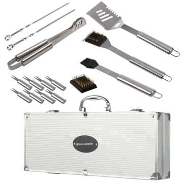 16-Piece BBQ Grill Accessories Set - Barbecue Tool Kit with Aluminum Case for Home Grilling - Great ...