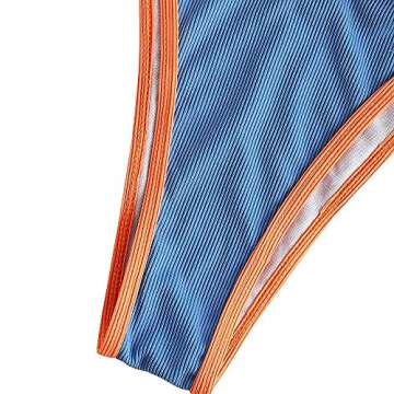 ZAFUL Women's Tie Cutout Keyhole Cami String Bikini Set Two Piece Swimsuit (B-Blue, S)