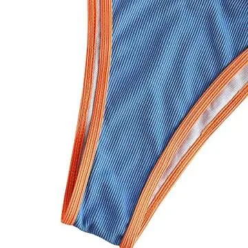 ZAFUL Women's Tie Cutout Keyhole Cami String Bikini Set Two Piece Swimsuit (B-Blue, S)