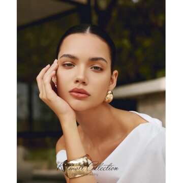 KELMALL Gold Hoop Earrings for Women, Chunky Large Stainless Steel Oval Square Non Tarnish Drop Earrings - Gift Box Packed