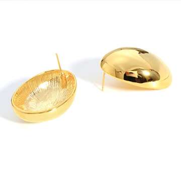 KELMALL Gold Hoop Earrings for Women, Chunky Large Stainless Steel Oval Square Non Tarnish Drop Earrings - Gift Box Packed