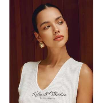 KELMALL Gold Hoop Earrings for Women, Chunky Large Stainless Steel Oval Square Non Tarnish Drop Earrings - Gift Box Packed