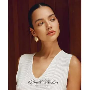 KELMALL Gold Hoop Earrings for Women, Chunky Large Stainless Steel Oval Square Non Tarnish Drop Earrings - Gift Box Packed