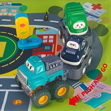 ALASOU Car Toys with Playmat for Toddlers Birthday