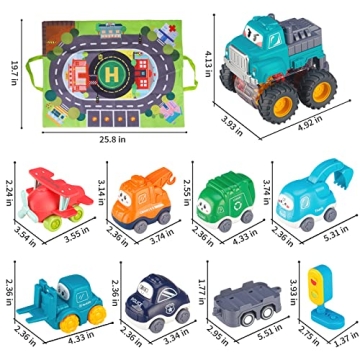 ALASOU Car Toys with Playmat for Toddlers Birthday