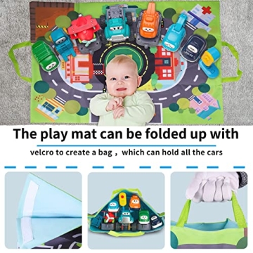 ALASOU Car Toys with Playmat for Toddlers Birthday