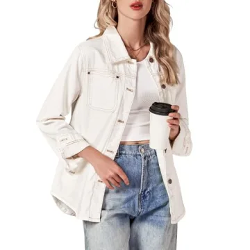Luvamia Women's Casual Denim Jacket - Trendy Beige Spring Style