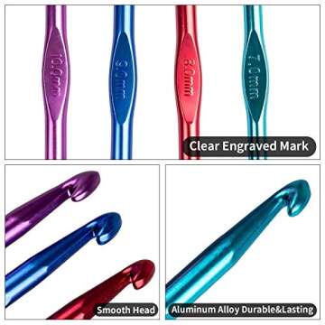 Pltaba 14 PCS Multi-Color Crochet Hooks Set for Crafts