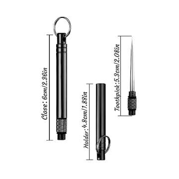 6 Pieces Metal Titanium Toothpicks, Portable Reusable Pocket Toothpicks with Stainless Steel Toothpi...