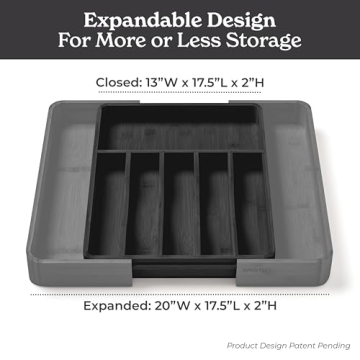 SMIRLY Expandable Bamboo Kitchen Drawer Organizer