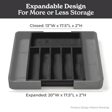 SMIRLY Expandable Bamboo Kitchen Drawer Organizer