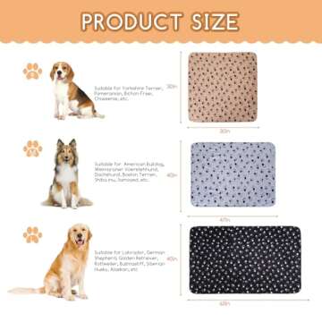 Nobleza 3 Pack Puppy Blanket Super Soft Dog Blanket with Cute Paw Prints Washable Premium Warm Dog B...
