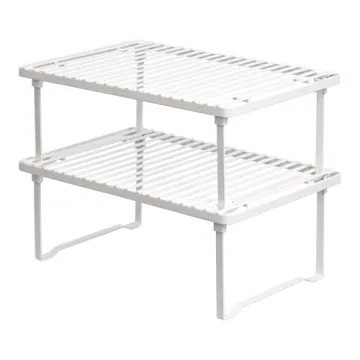 Amazon Basics Stackable Metal Kitchen Storage Shelves, Set of 2 - White, 12.5" L x 8" D x 4.5" H