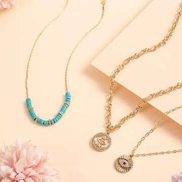 ZMNNOPPAB 3PCS Evil Eye Jewelry Set for Women