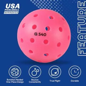 A11N S40 Outdoor Pickleball Balls- USA Pickleball Approved for Tournament Play, 3/6/12/50-Pack, Neon...