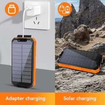Durecopow Solar Charger Power Bank 49800mAh Wireless Battery Pack PD18W QC3.0 Fast Charging Built in 3 Cables with USB-C 6 Outputs & 2 Inputs for Cell Phone