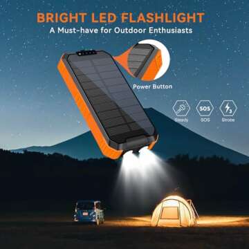 Durecopow Solar Charger Power Bank 49800mAh Wireless Battery Pack PD18W QC3.0 Fast Charging Built in 3 Cables with USB-C 6 Outputs & 2 Inputs for Cell Phone