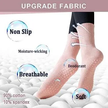 lilisilk Pilates Socks - 6 Pairs of Non-Slip Comfort