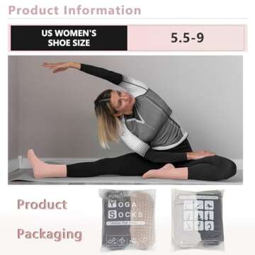 lilisilk 6 Pairs Pilates Socks with Grips for Women-Non-Slip Yoga Socks for Ballet Dance Barefoot Workout Pregnant Crew Socks